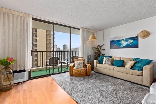 Price adjustment! This mid-high floor nicely furnished and turn-key Waikiki Banyan 1 bedroom 1 bath is ready and waiting for you. Located on the preferred zoo/east side of Waikiki one block from the beautiful Pacific ocean in the heart of all Waikiki has to offer. Low monthly maintenance fee which includes electricity, hot water, cable, internet and parking. Ocean and city views featured here in this well managed, well maintained, and pet-friendly building. Amenities include a great  pool, 2 hot tubs, bbq and picnic table areas as well as retail stores and restaurants on the ground floor.