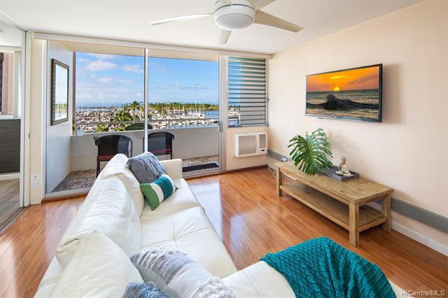 Visit OPEN HOUSE on 1/30 at 1pm-5pm. HARBOR & OCEAN VIEWS! This upgraded move-in condition 2Br/1.5Ba condo offers great coastal scenery, watch boats dock and sail, canoe paddlers, beachgoers and beautiful sunsets from the open lanai. It is completely and tastefully upgraded in '11 and has been well maintained throughout the years; great improvements include a tankless water heater, wood, vinyl & tile floorings, no popcorn ceiling and many more upgrades to appreciate. Located on the desirable side of the building with an open and efficient floor plan offering a comfortable condo living. Harbor View Plaza is a boutique residential mid-rise located steps away from many public amenities perfect for all ages from the world-class Ala Moana shoppi