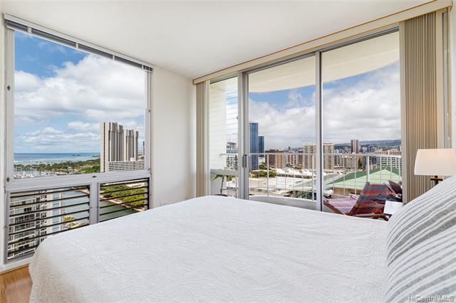 STRIKING OCEAN AND MOUNTAIN VIEWS THROUGHOUT this SPACIOUS 3Bdm, 2BA Corner unit at 1717 Ala Wai! Enjoy cool tropical breezes in 1,348 sq.ft. of interior living, open floor-plan, 2 lanais with Ocean, Mountain, City and Canal Views to enjoy year round! Kitchen and Baths have been updated, stainless steel appliances, granite countertops, open-concept kitchen, fresh paint, new refrigerator & fixtures. Ultra convenient location, between Waikiki and Ala Moana Shopping Center, including beaches, restaurants and strolls along the canal are all minutes away! Secured Bldg, deeded storage, guest parking and newly upgraded resort-like amenities include heated saltwater pool, recreation deck, BBQ, jacuzzi, sauna and fitness room. All furniture is inclu