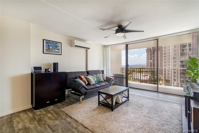 NEW LISTING! Well Maintained 2 Bed 1 Bath with 1 prkg AND a 2nd Rented parking stall from AOAO that is transferable to the new owner for $50/mo! This unit is located on the beautiful Pearl Harbor view side of the building and features include, split AC in living room, vinyl plank flooring throughout the home, full sized side by side washer/dryer in unit, amenities including a pool, basketball court, secured building and more! Pearl One is conveniently located just minutes away from Pearlridge, freeway access, parks, restaurants & schools. A MUST SEE!