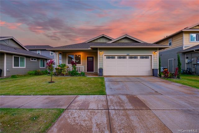 RARELY AVAILABLE single-level home in Lehua at Ho’opili!!!  Built in 2018, this immaculately maintained home sits on a rare 5,948 square foot lot.  Enjoy home-grown avocados, papayas, and limes from your fenced back yard & extended patio. The lot is uniquely located on the interior of a loop for a serene setting and additional privacy. This DR Horton development has a modern touch w/ an open concept living space w/ high ceilings, vinyl flooring, S/S appliances, split A/C in every room, tankless water heater, gas stove, & large vinyl windows throughout. Ho’opili is an exciting growing community with community center/pool & multiple parks, including Konane Neighborhood Park w/in walking distance. Located close to Ka Makana Ali’i Mall, US West