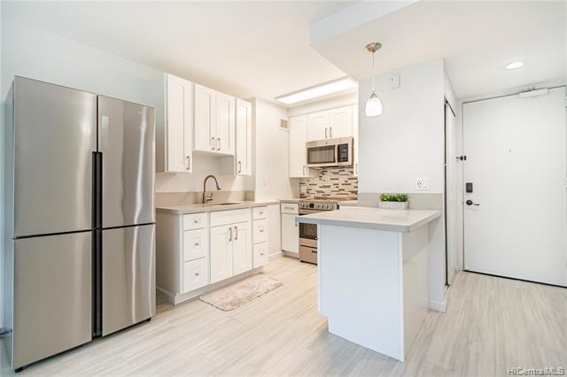 NEW LISTING! Fee Simple & beautifully renovated 1 Bed 1 Bath condo in Waikiki for under $300k!  Features include pet friendly building, quartz countertops, custom cabinets, stainless-steel appliances, dual-pane vinyl windows, luxury vinyl flooring, renovated bathroom, a good sized lanai, secured entry and more!  Maintenance fees include all major utilities, including Electricity AND projects like the plumbing upgrade has already been completed! Amenities include a pool, deeded storage space, bike & surfboard storage Rosalei is conveniently located just minutes away from Waikiki Beach, restaurants, shops and more.  For monthly parking rental, inquire at Aloha Lani (2211 Ala Wai) or Hale Koa. A MUST SEE!