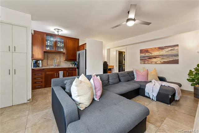 Here is your chance to own an upgraded unit in a charming boutique building in the heart of Waikiki! This renovated unit features travertine tile flooring, African Mahogany cabinets, granite kitchen countertop, marble bathroom countertop, and even a built-in desk.  It’s rare to come across over 50% owner occupancy and in-unit full size washer/ dryer in Waikiki. Conveniently located just minutes away from renowned attractions in Waikiki such as Dean & Deluca, Island Country Markets, and Luxury Row on Kalakaua Avenue.