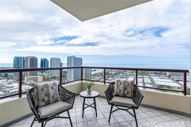Enjoy panoramic breathtaking ocean, city, and Diamond Head views from this well-maintained 2 bdrm/2.5 bath unit with 2 parking stalls at Imperial Plaza. This high floor unit features an open floor plan, stainless-steel appliances, and soaring almost 10 ft high ceilings which capture the hypnotizing views while letting in the natural light. Step out onto the lanai and soak in the unobstructed views of the blue Pacific Ocean/Diamond Head by day and the city lights by night. Imperial Plaza is an amenity loaded building perfect for entertaining friends, families and guests. Just minutes from the restaurants, entertainment, and shopping offered by Ala Moana shopping Center, Ward Village, and Salt at Our Kaka'ako.   Also, very close to Ala Moana 
