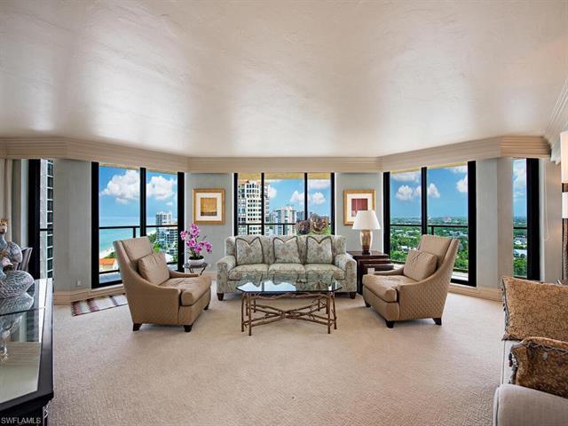 Spectacular Gulf, bay, and city views from this 18th floor residence in the prestigious Meridian Clu