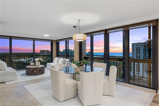 Luxuriate in this 15th-floor Chateaumere Royale condo in Pelican Bay, offering captivating golf cour