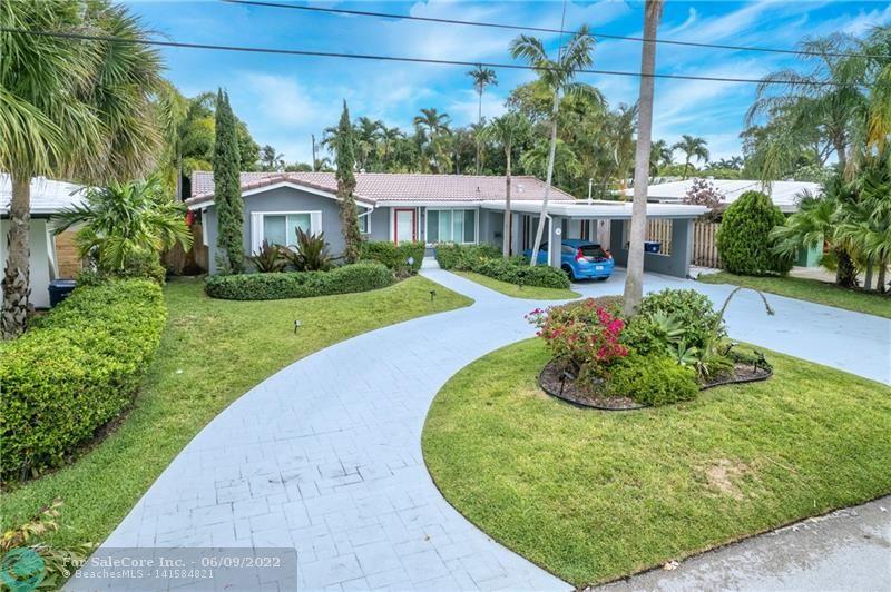 Bright & modern vibe home in east Wilton Manors neighborhood on cul-de-sac street.  Large ceramic tile flooring in the main areas (no step downs), Plantation shutters throughout, open Kitchen with attractive granite counter tops & Stainless steel appliances. Indoor laundry area & storage room off the 2 car carport.  Primary bedroom located on the back side of the house with door out to the solar heated salt pool.  Dual Pool heater system - electric & solar! Pump new in 2021. Washer new in 2022 & dryer new in 2021. The tax records show this house as 3 bedrooms -- previous owner sacrificed the small 3rd bedroom to create larger walk-in closets in the other 2 bedrooms & hall. PVC sewer lines in Kitchen done in 2019.  House under termite warran