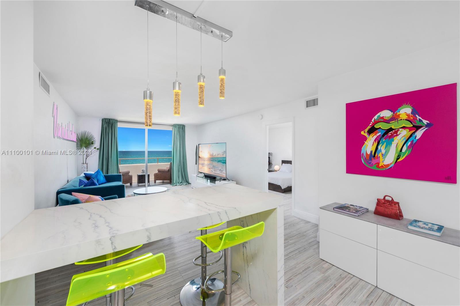 Iconic Morris Lapidus bldg on Millionaire’s Row in Miami Beach-Completely renovated 2/2 residence w/