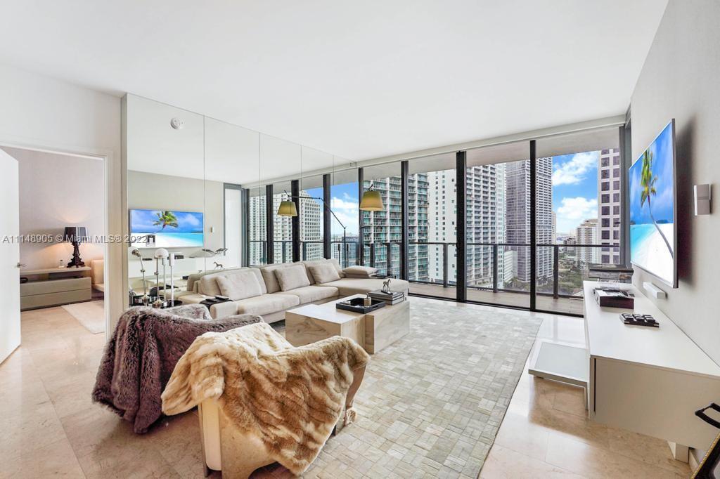 Beautiful 3 bedroom unit with views of the Brickell Skyline and Biscayne Bay. Unit is furnished and 