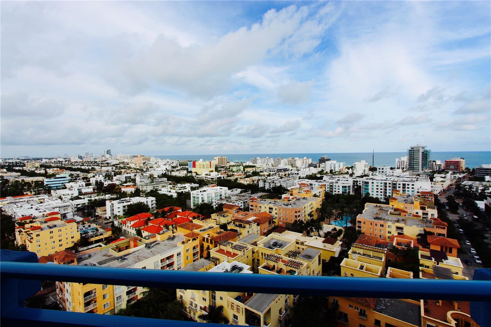 Spotless 2/2 corner unit with Ocean, South Beach and Downtown views from 2 BALCONIES; Located "South