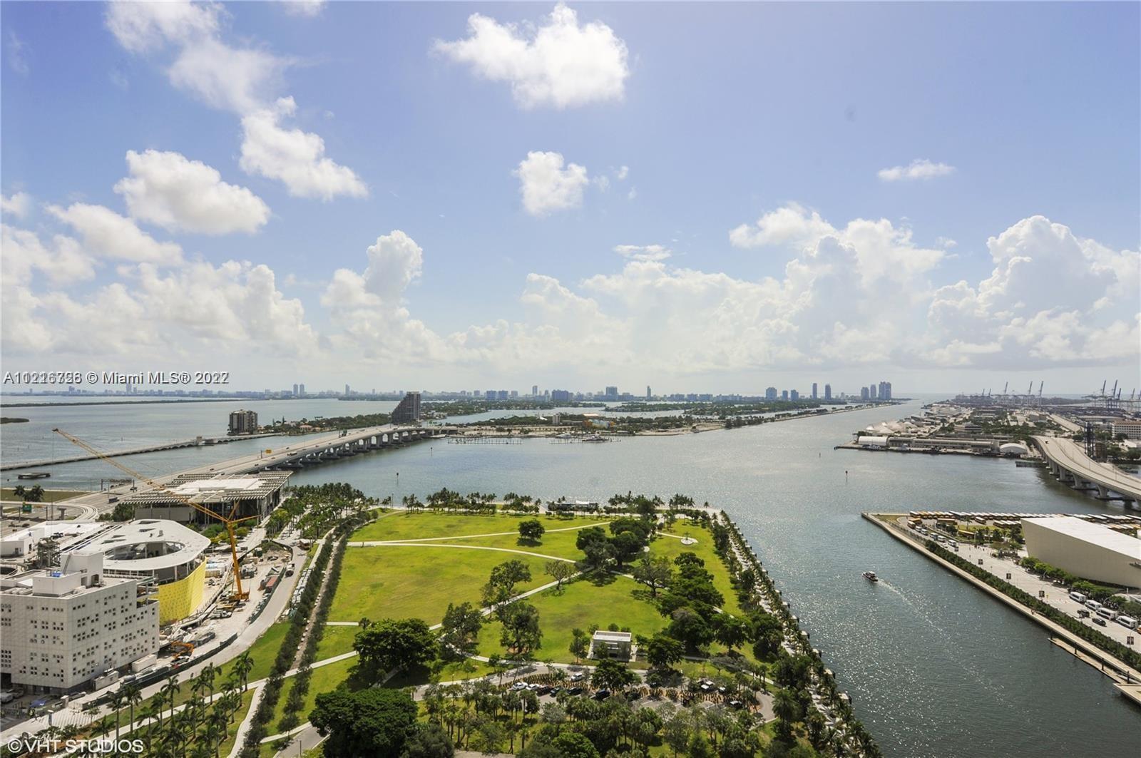 Enjoy spectacular, unobstructed direct views of Biscayne Bay & city from this bright 3/3 flow throug