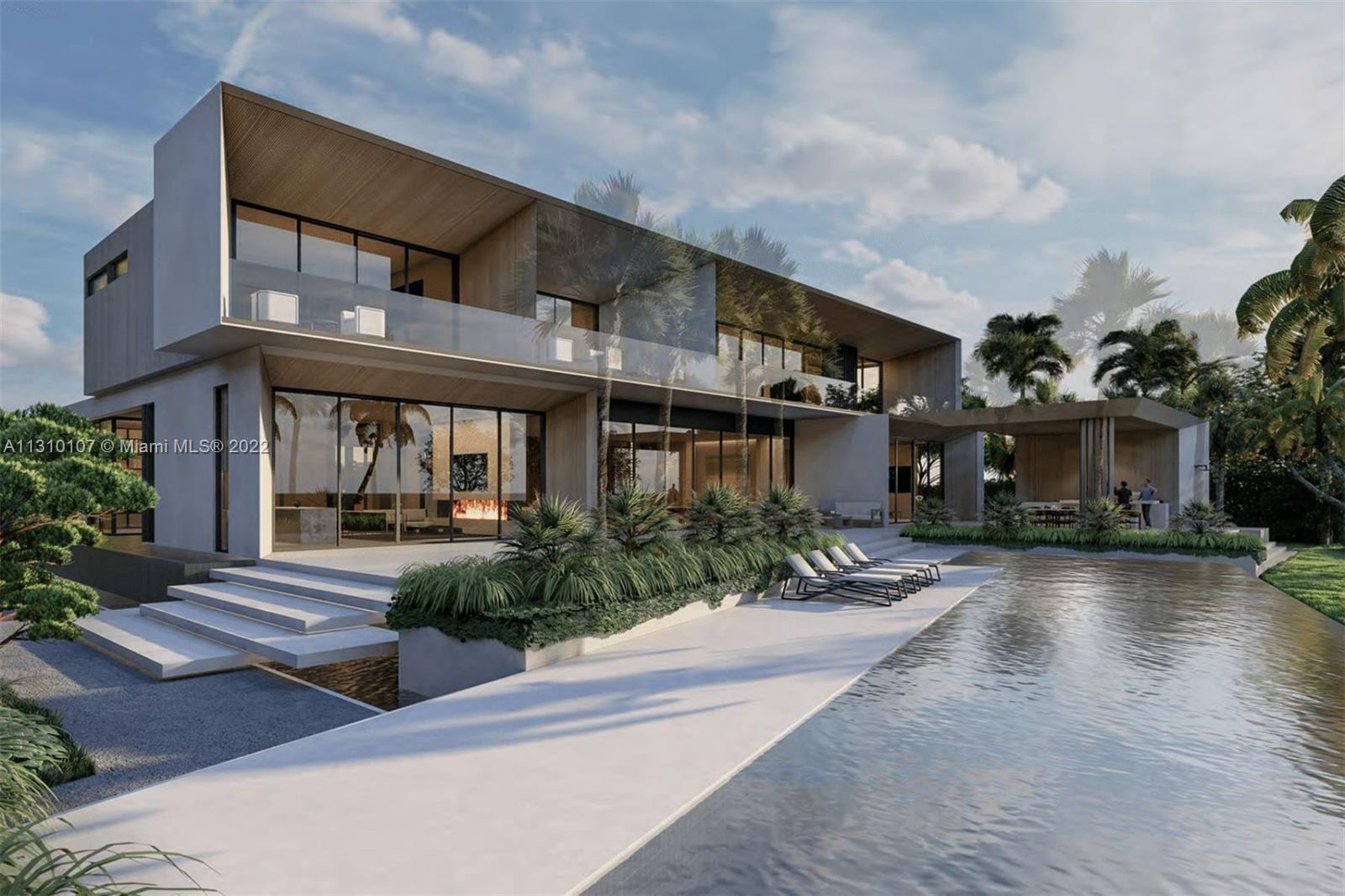 Extraordinary new villa by Aquablue Group on exclusive La Gorce Island. Astounding water features, i