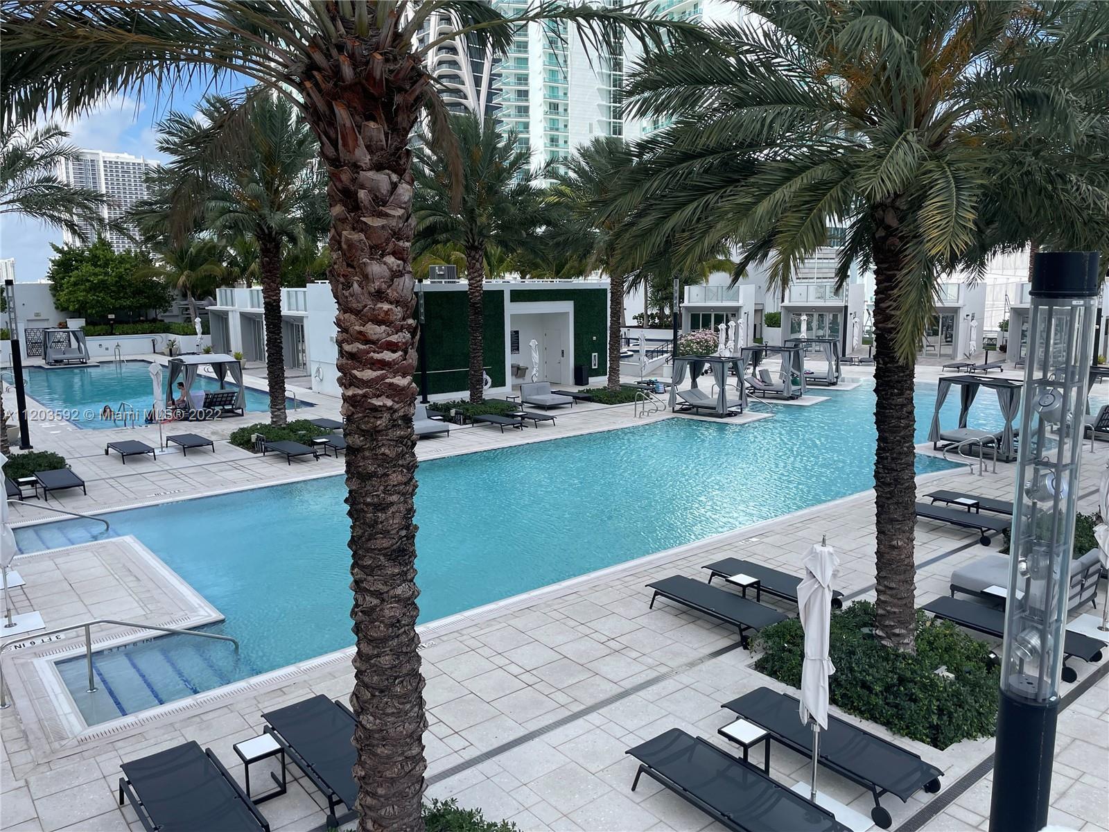 Privately Owned Pool Cabana at the Pool Deck of the Paramount Miami Worldcenter.  Cabana PB 22 has  