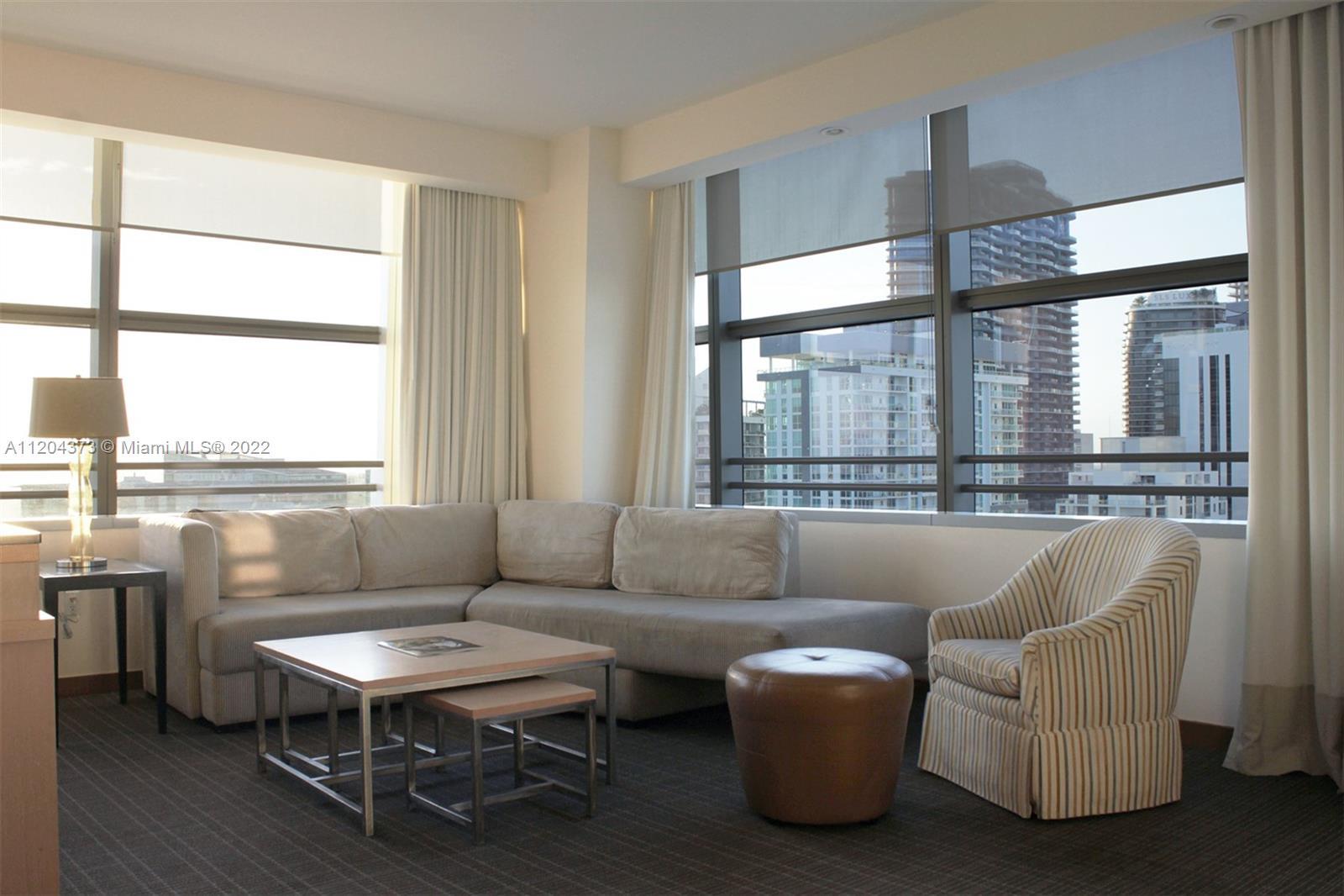Large 2 beds, 2 baths (1,262 SF) Furnished offering beautiful views of the city, skyline and bay. No