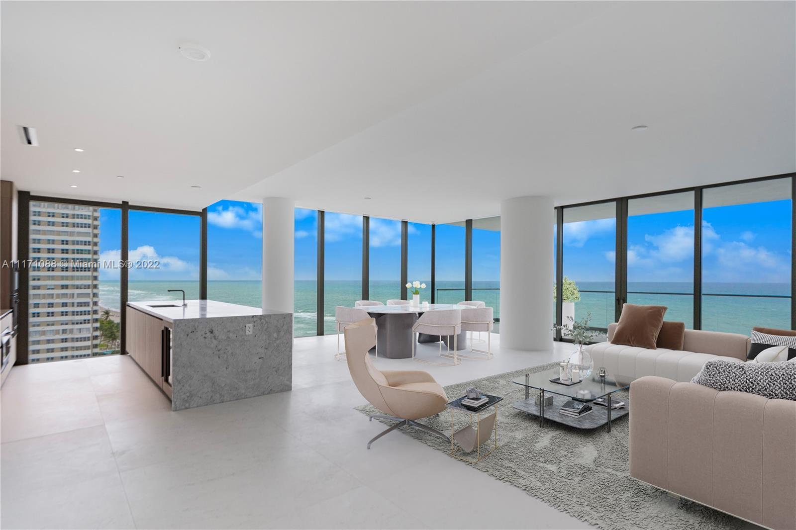 Enter this residence and be wowed by the 10' ceilings, wrap around glass & wide direct ocean views. 