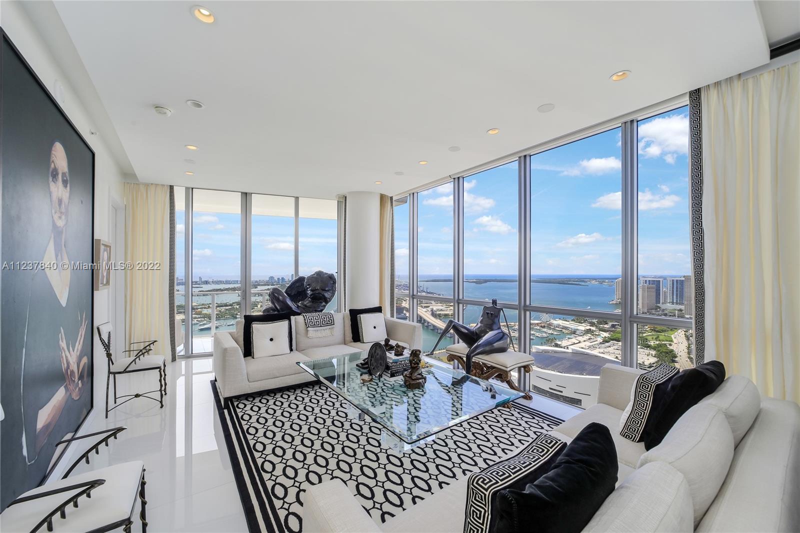 Most desired line in the Building.  This 50th Floor SE corner unit has breathtaking views of Miami B