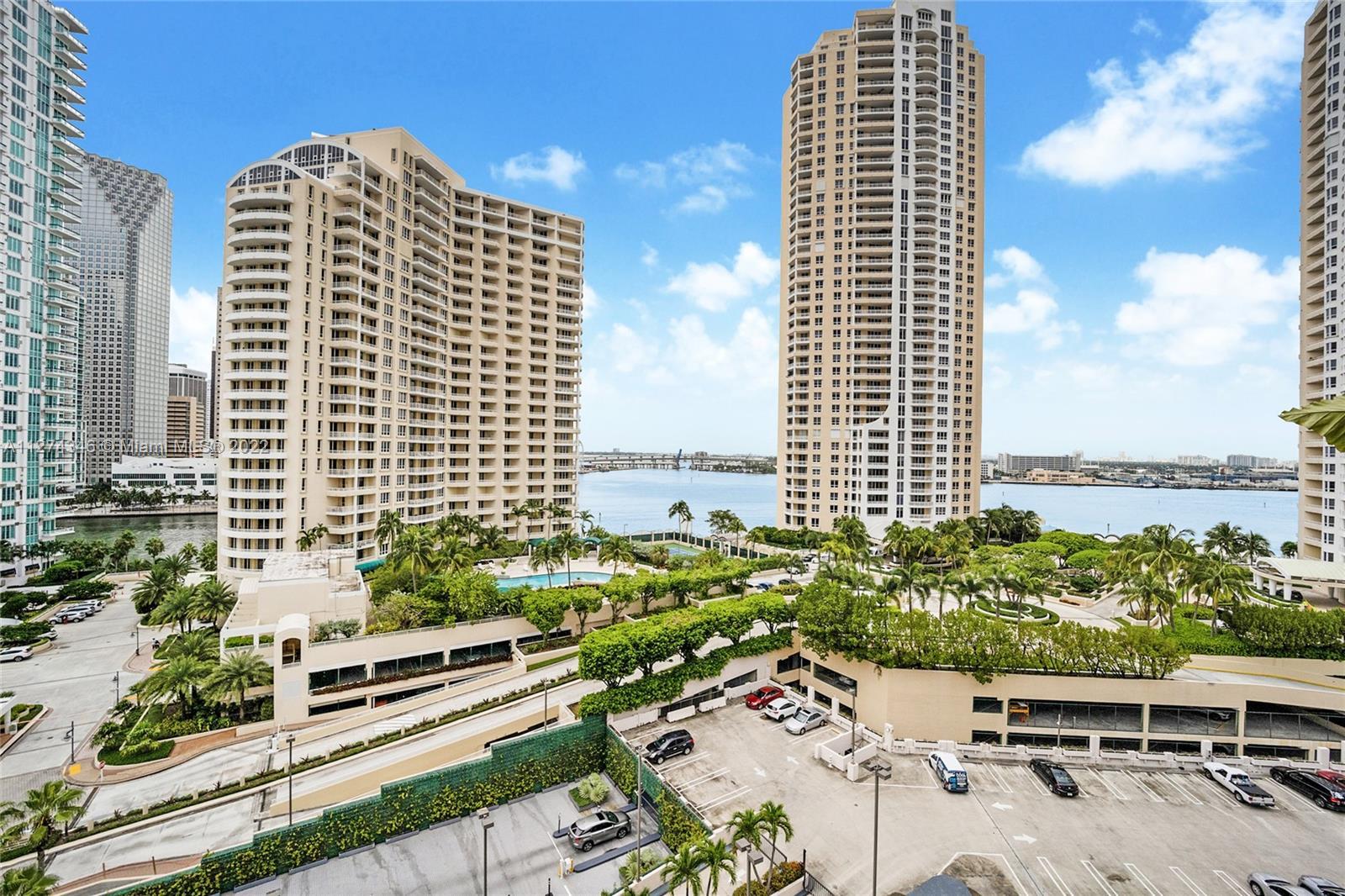 Gorgeous bay view from this corner unit 3-bedroom 3 bath located in Brickell Key, an exclusive islan