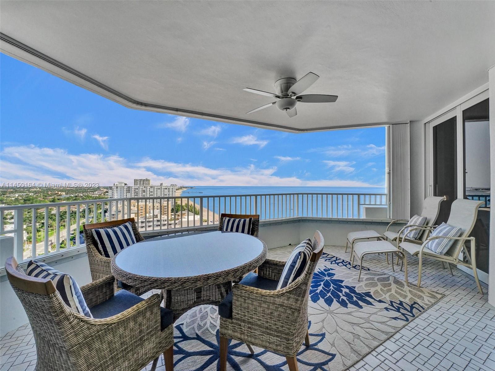 STUNNING VIEW OF THE OCEAN, INTRACOASTAL AND SKYLINE FROM UNUSUALLY LARGE BALCONY 23' x 12'. ACCESSA