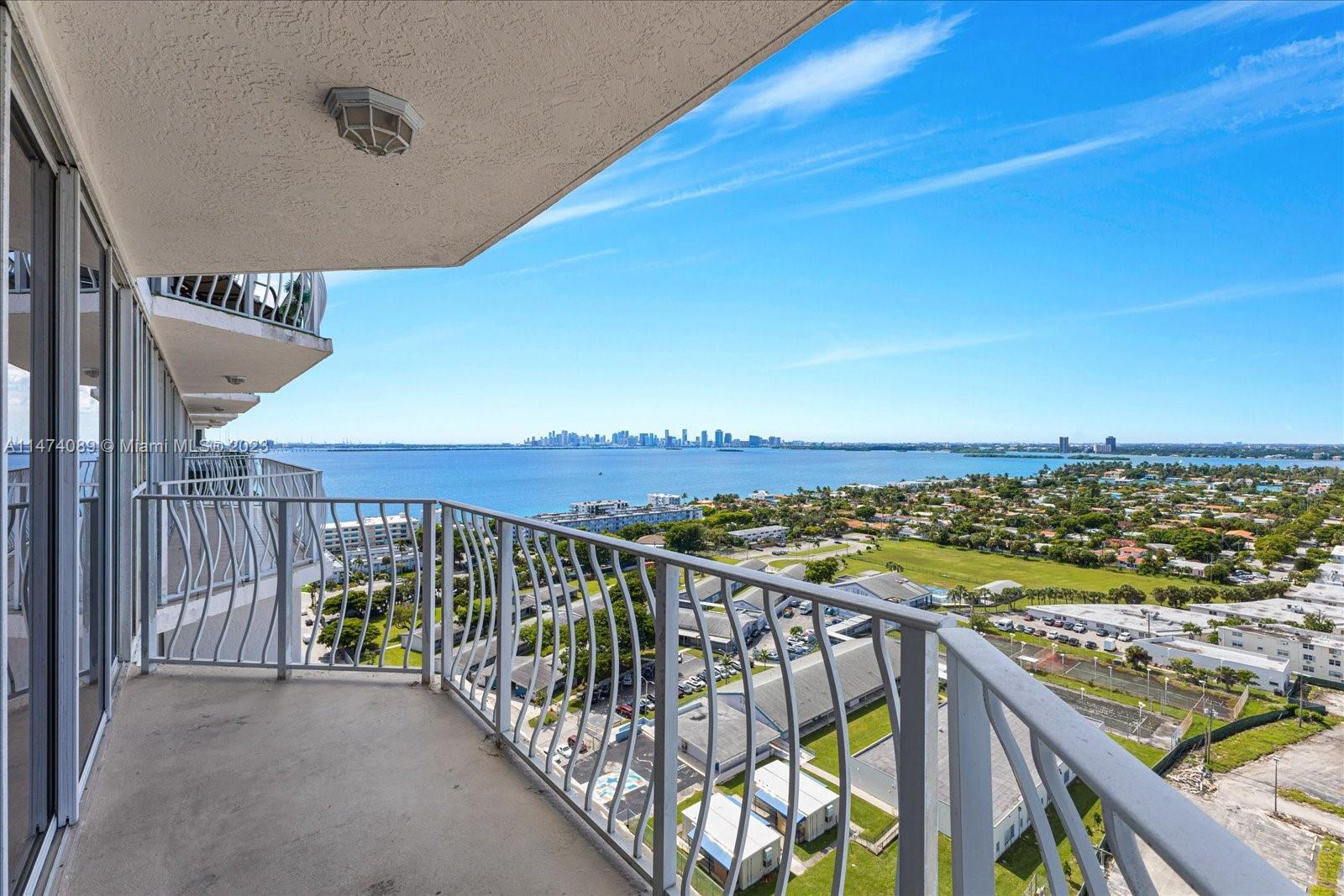 West-facing bay and Miami skyline views with unforgettable sunsets. This spacious, well-maintained 2