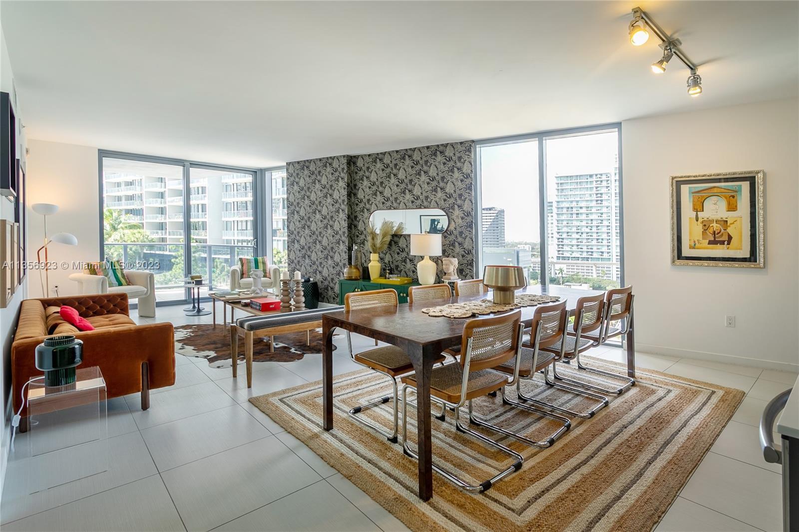 This corner unit has two bedrooms + a den, and two bathrooms.  It is next to the Brickell City Cente