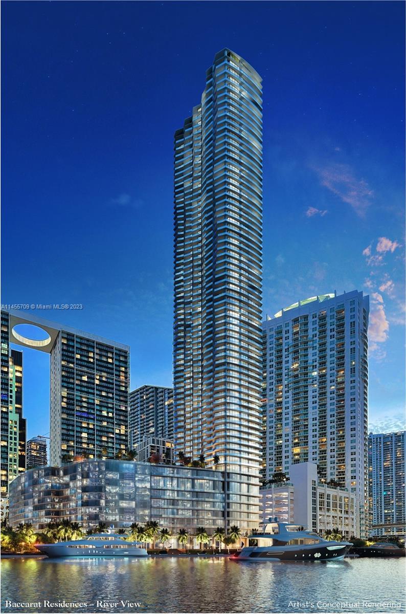 Magnificent 4-bed, 4.5-bath corner unit at Baccarat Residences Miami, boasting an open floorplan wit