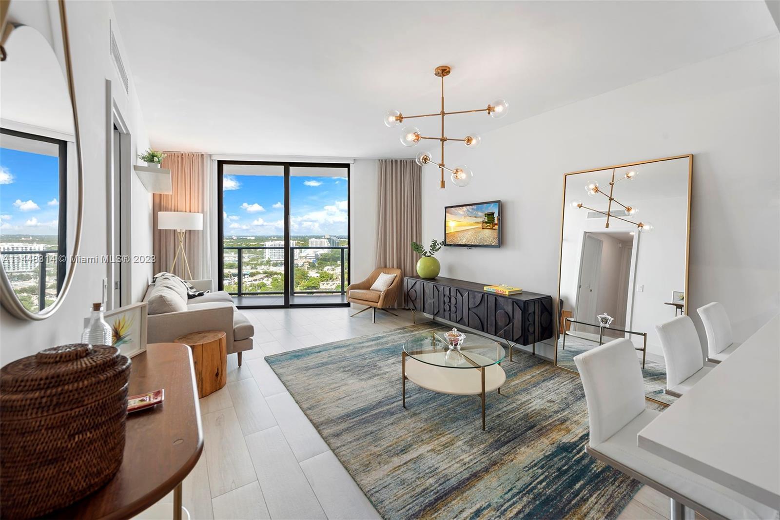 Tastefully designed & furnished 2 bed/2 bath unit on the 20th floor of Paraiso Bayviews in Edgewater