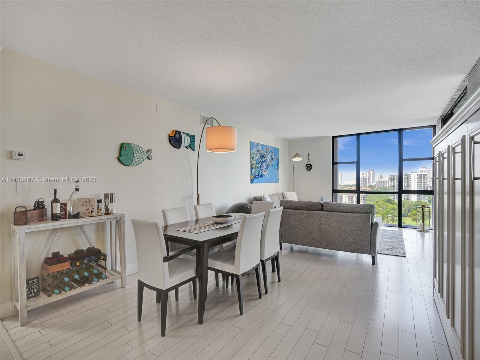 Condo in the heart of Aventura, Florida. Offers views of the lush Turnberry Golf course and the city