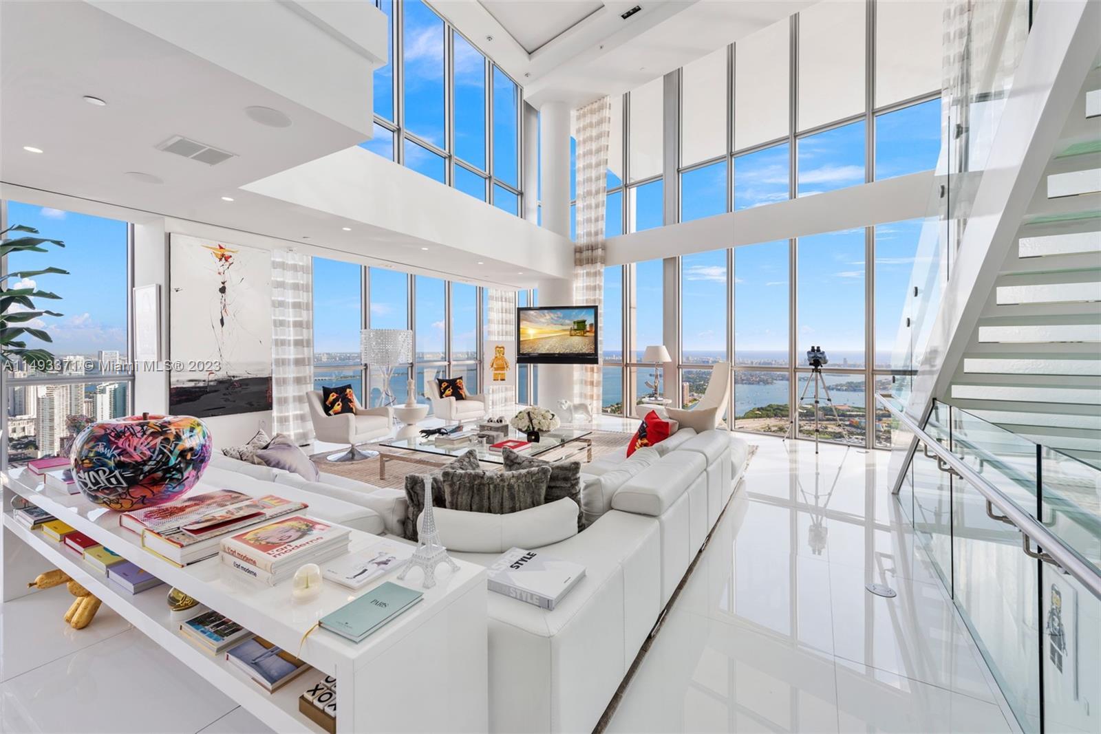 Perched on the 63rd floor of the Marquis Miami tower, this extraordinary 4-story penthouse offers br