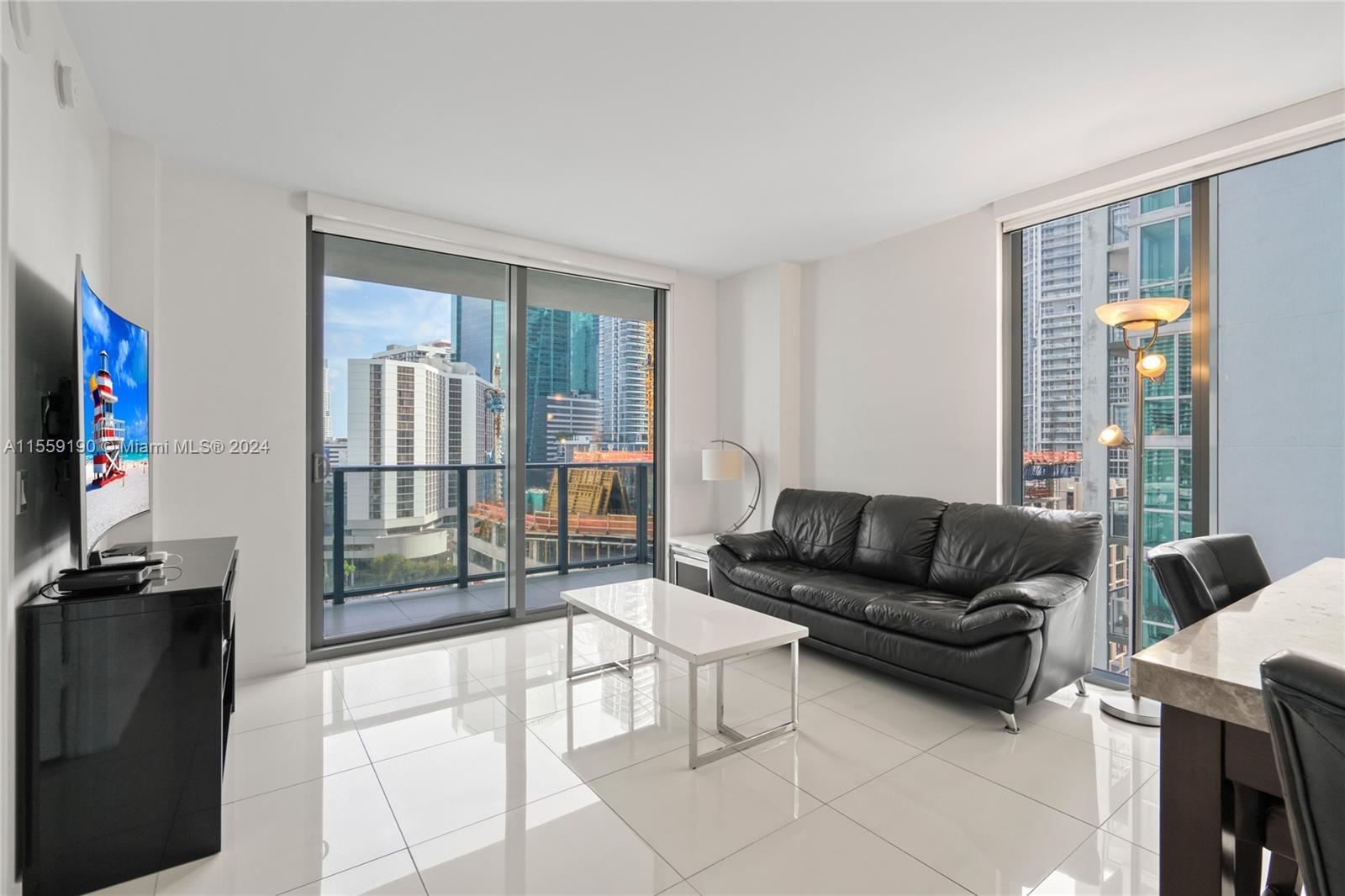 Desirable furnished 2 bedroom 2 bathroom unit at modern boutique building My Brickell. Designed & In