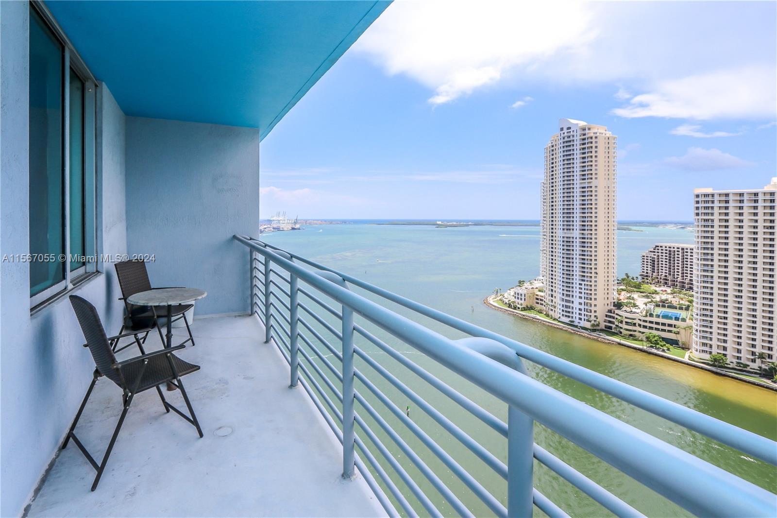 Beautiful 1 bedroom 1 bath condo nicely furnished overlooking Biscayne Bay, Miami River, and Brickel