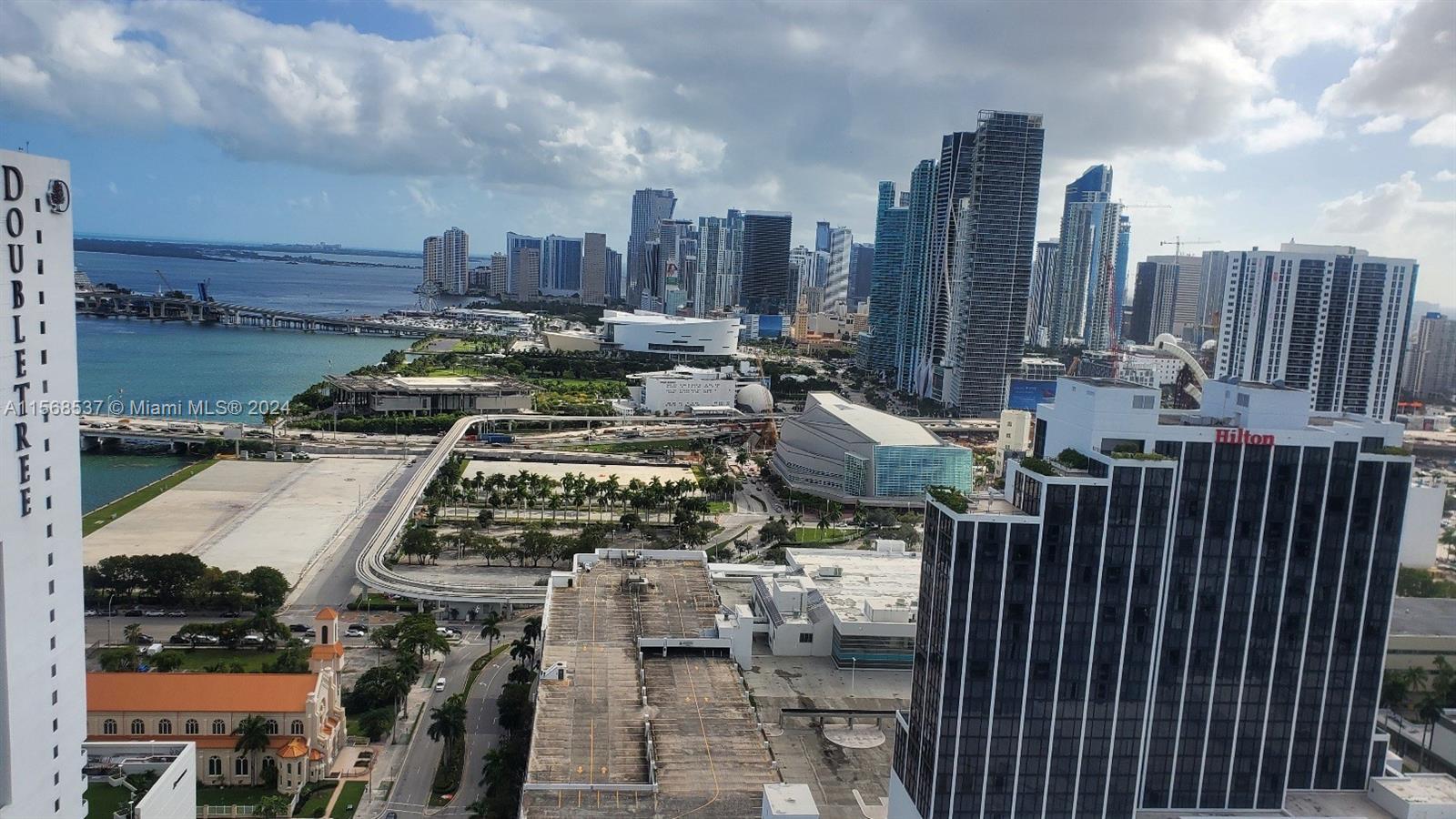 Opera Tower two bedrooms two bathrooms with panoramic Downtown and partial Biscayne Bay views from y