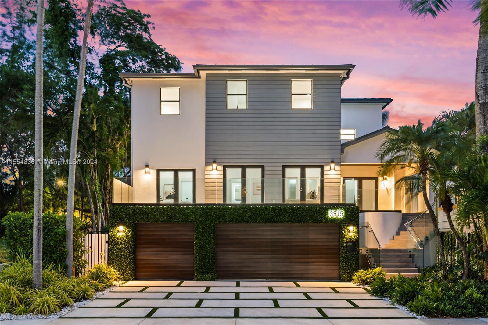 Stunning traditional modern 6 bed 7 bath 3 story home in highly desirable Northeast Coconut Grove. L