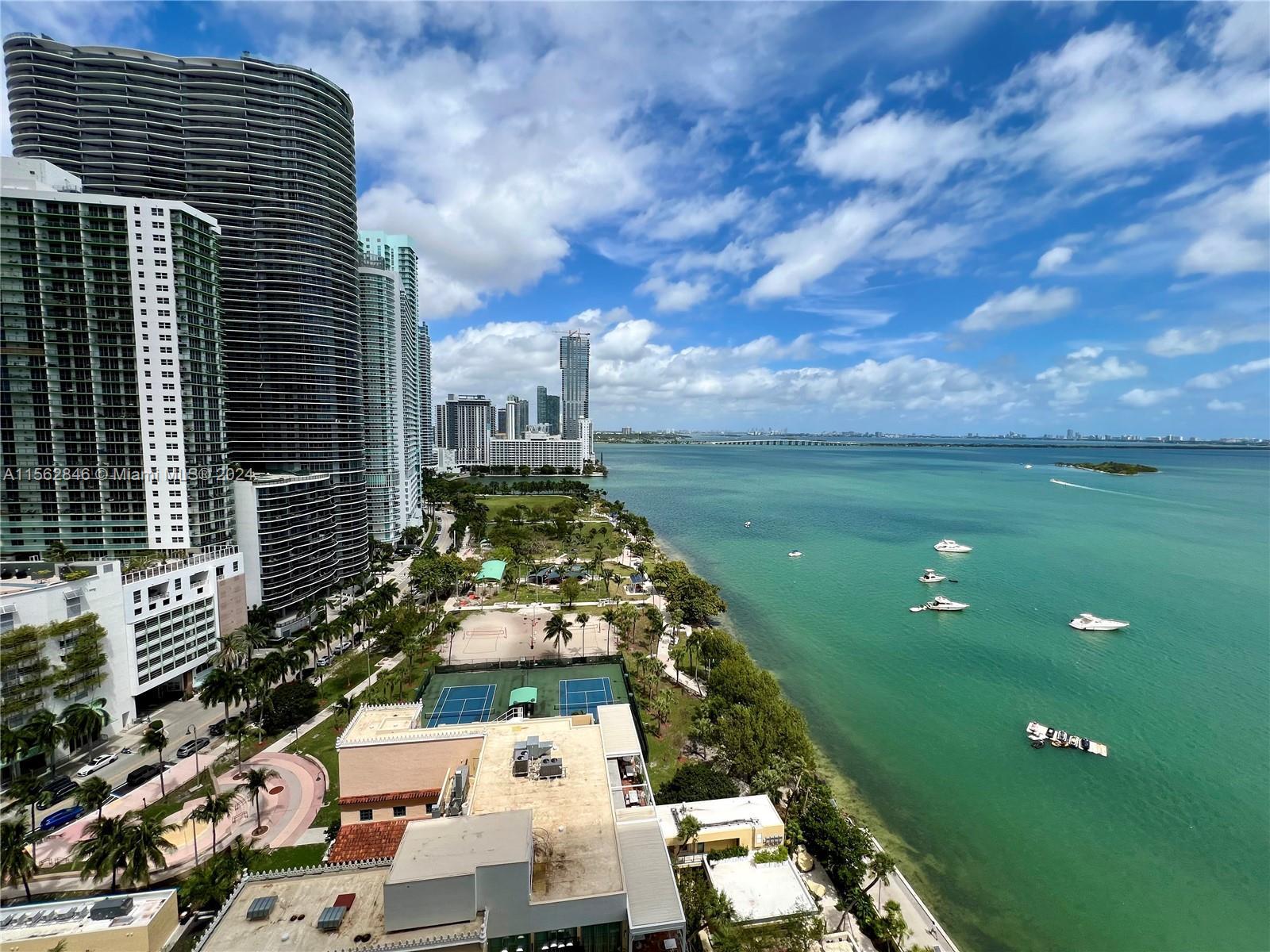 2/2 with den that can be easily converted to a 3rd bedroom with unobstructed views of Biscayne Bay. 