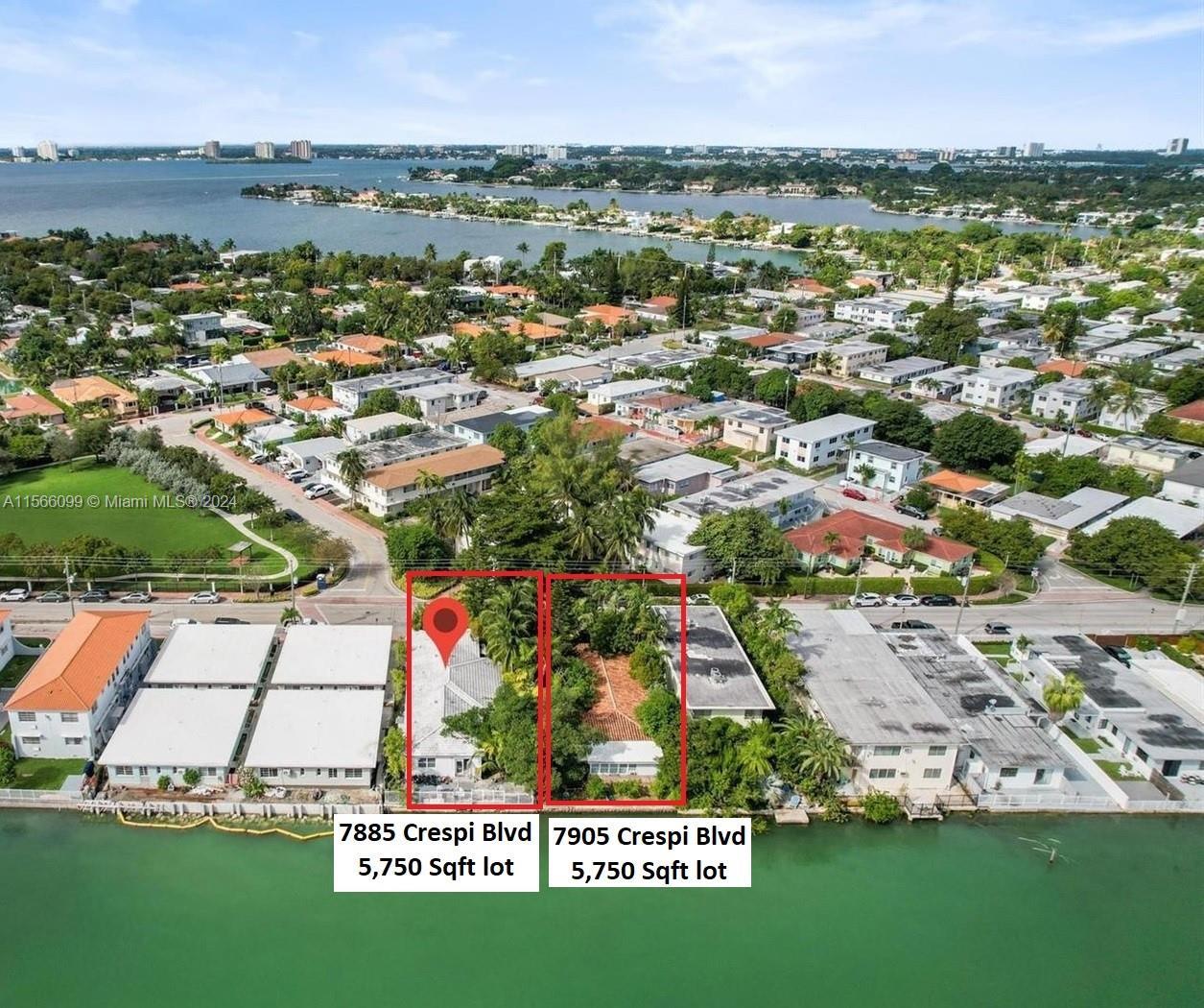 Amazing opportunity to own a waterfront duplex plus a studio in non-gated Biscayne Point. The lot is