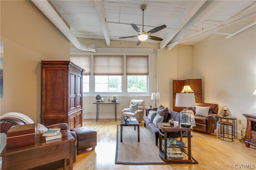PRIME top floor location, and one of the largest 2BR,  one level floorplans in historic Nolde Bakery